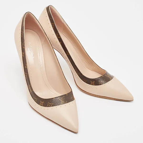 Giày Cao Gót Nữ Louis Vuitton LV Signature Pumps 1AACG5 Màu Be/Nâu Size 37