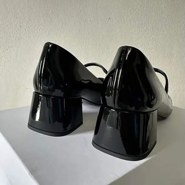 Giày Cao Gót Nữ Prada Leather Ballet Flats Màu Đen Size 35.5