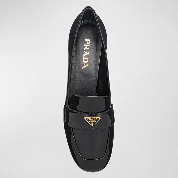 Giày Cao Gót Nữ Prada Vernice Patent Loafer Pumps Màu Đen Size 36