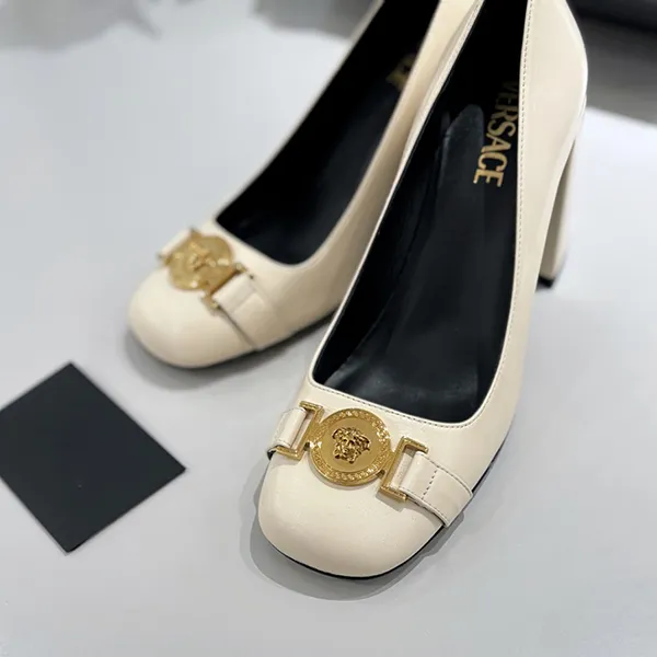 Giày Cao Gót Nữ Versace Medusa In Beige Leather 1014616 1A08663 1K84V Màu Trắng Size 38 - Giày - Vua Hàng Hiệu