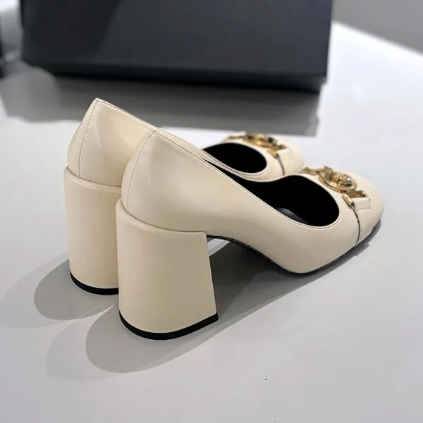 Giày Cao Gót Nữ Versace Medusa In Beige Leather 1014616 1A08663 1K84V Màu Trắng Size 38 - Giày - Vua Hàng Hiệu