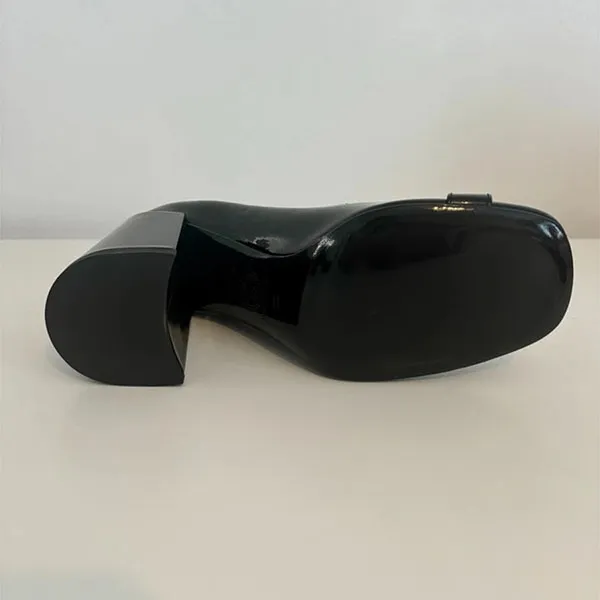 Giày Cao Gót Nữ Versace Square Toe Patent Leather Pumps Màu Đen Size 37 - Giày - Vua Hàng Hiệu