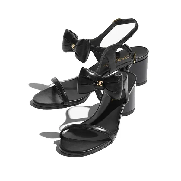 Giày Cao Gót Sandal Nữ Chanel Lambskin Màu Đen Size 36 - Giày - Vua Hàng Hiệu