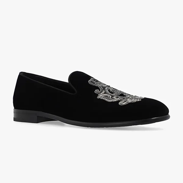 Giày Lười Nam Dolce & Gabbana Black Velvet Loafers A50490 AO249-8R747 Màu Đen Size 40