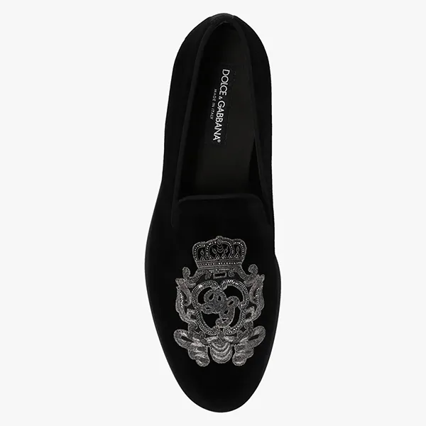 Giày Lười Nam Dolce & Gabbana Black Velvet Loafers A50490 AO249-8R747 Màu Đen Size 40