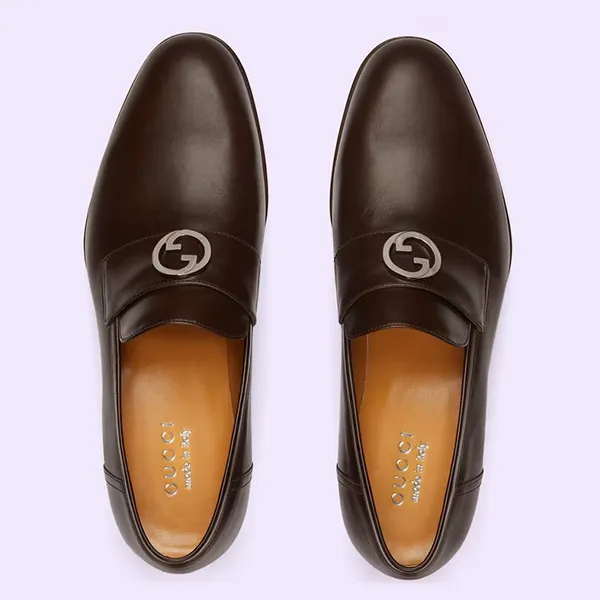 Giày Lười Nam Gucci Interlocking Loafer Dark Brown Leather 730134 06F00 2140 Màu Nâu Sẫm Size 40 - Giày - Vua Hàng Hiệu