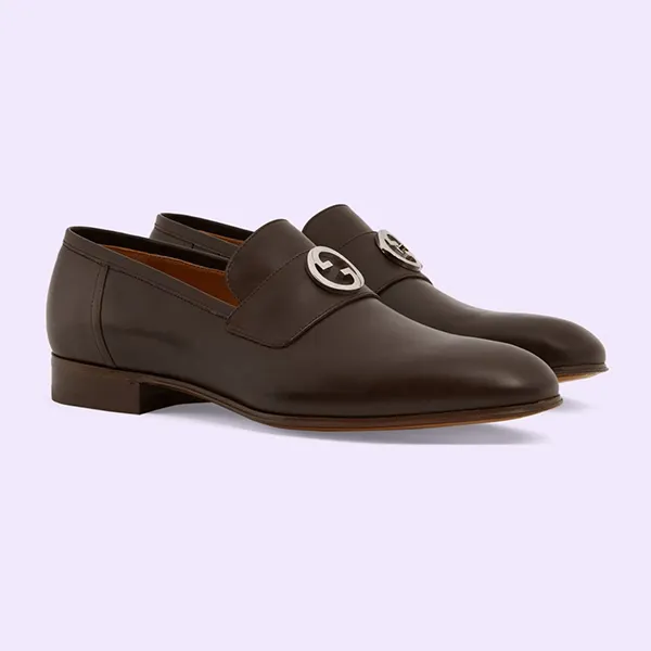 Giày Lười Nam Gucci Interlocking Loafer Dark Brown Leather 730134 06F00 2140 Màu Nâu Sẫm Size 40 - Giày - Vua Hàng Hiệu