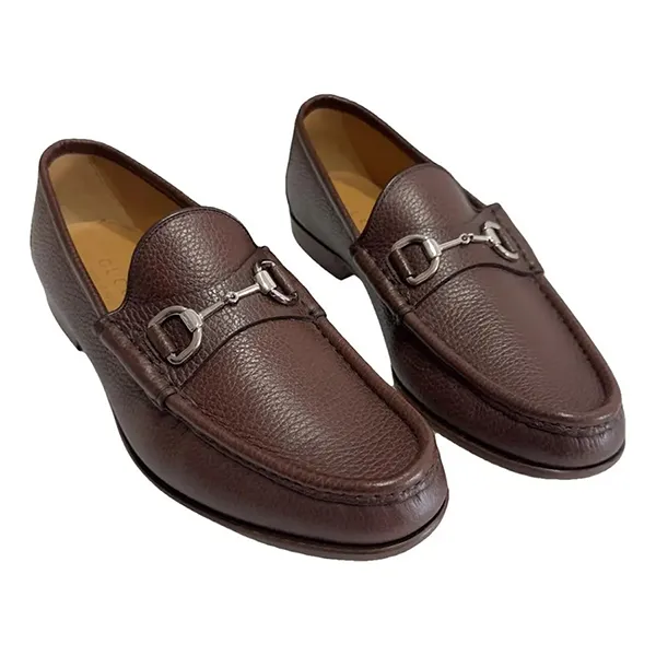 Giày Lười Nam Gucci Leather Flats Màu Nâu - Giày - Vua Hàng Hiệu