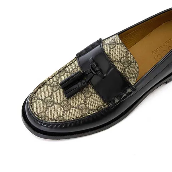 Giày Lười Nam Gucci Tassel GG ‘Black’ 673817-17X30-1063 Màu Be/Đen Size 39 - Giày - Vua Hàng Hiệu