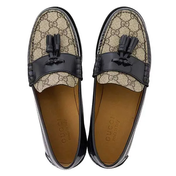 Giày Lười Nam Gucci Tassel GG ‘Black’ 673817-17X30-1063 Màu Be/Đen Size 39 - Giày - Vua Hàng Hiệu