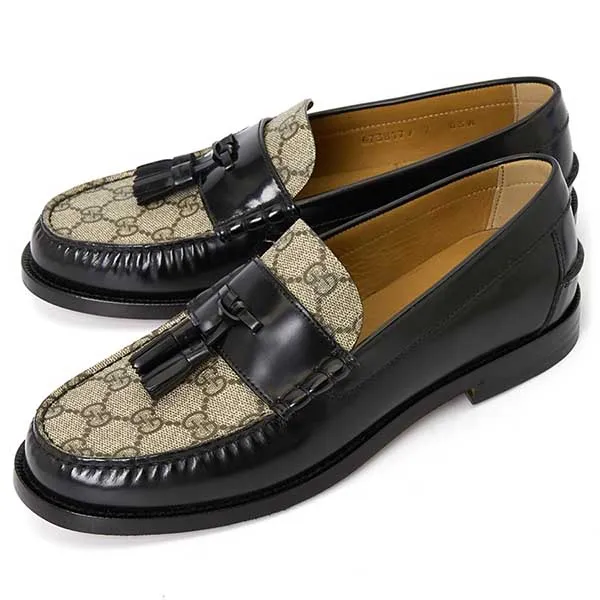 Giày Lười Nam Gucci Tassel GG ‘Black’ 673817-17X30-1063 Màu Be/Đen Size 39 - Giày - Vua Hàng Hiệu