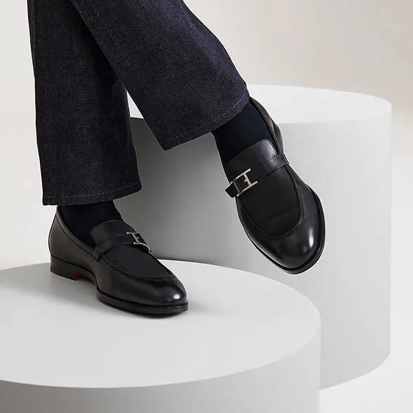 Giày Lười Nam Hermès Monterey Loafer Noir H171435ZH02390 Màu Đen Size 39.5 - Giày - Vua Hàng Hiệu