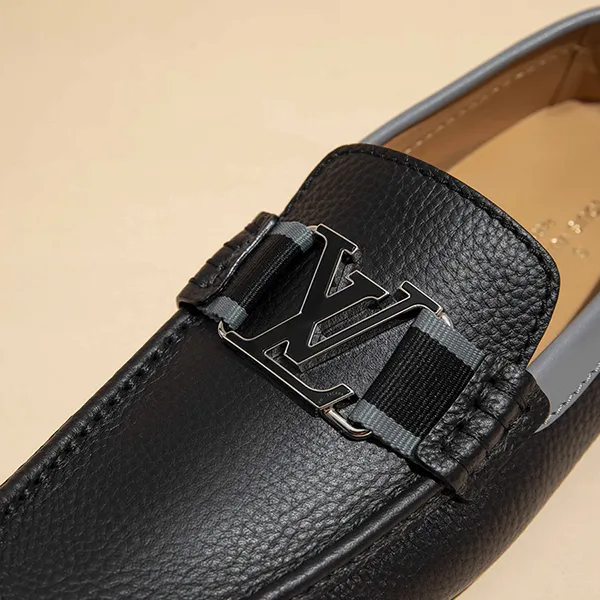 Giày Lười Nam Louis Vuitton LV Monte Carlo Moccasin Màu Đen Size 42.5