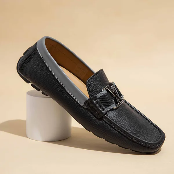 Giày Lười Nam Louis Vuitton LV Monte Carlo Moccasin Màu Đen Size 42.5