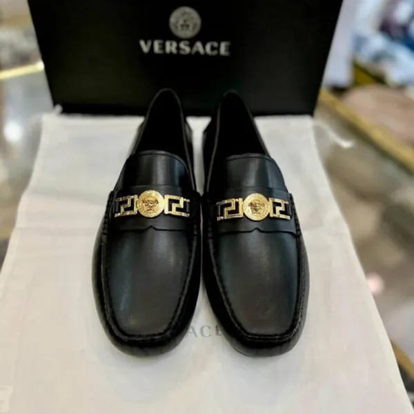 Giày Lười Nam Versace With Gold Logo Hardware Black 024484 Màu Đen Size 39 - Giày - Vua Hàng Hiệu