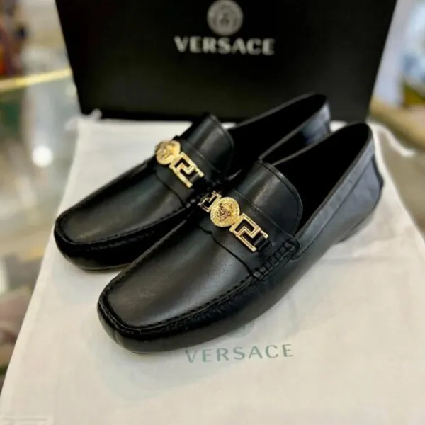 Giày Lười Nam Versace With Gold Logo Hardware Black 024484 Màu Đen Size 39 - Giày - Vua Hàng Hiệu