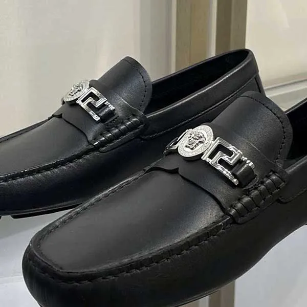 Giày Lười Nam Versace Men's Black Logo Loafers Màu Đen Size 40 - Giày - Vua Hàng Hiệu