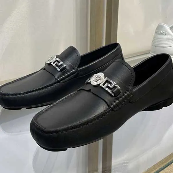 Giày Lười Nam Versace Men's Black Logo Loafers Màu Đen Size 40 - Giày - Vua Hàng Hiệu