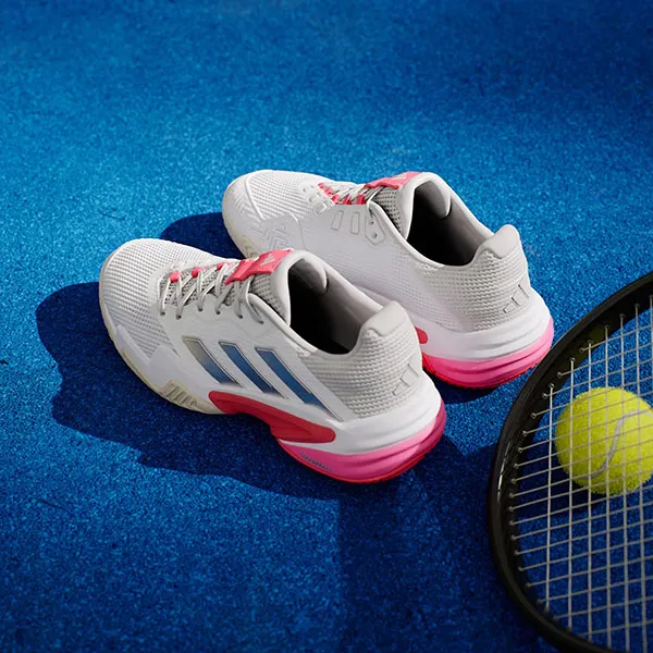 Giày Pickeball/Tenis Adidas Barricade 13 WMNS Cloud White / Champagne Met Màu Hồng Trắng Size 38.5 - Pickleball - Vua Hàng Hiệu