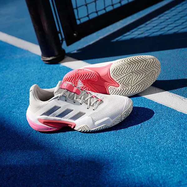 Giày Pickeball/Tenis Adidas Barricade 13 WMNS Cloud White / Champagne Met Màu Hồng Trắng Size 38.5 - Pickleball - Vua Hàng Hiệu