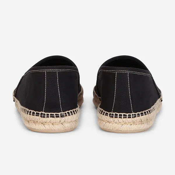 Giày Slip On Nam Dolce & Gabbana D&G Canvas Espadrilles With Coat Of Arms Embroidery Màu Đen Size 41