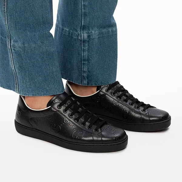 Giày Sneaker Gucci Perforated GG Embossed New Ace Leather Màu Đen Size 7.5 - Giày - Vua Hàng Hiệu