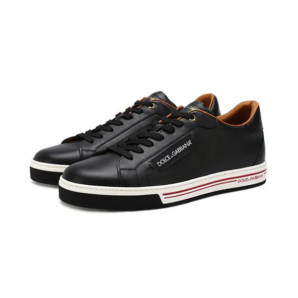 Giày Sneaker Nam Dolce & Gabbana D&G Leather Lace-Up Roma Màu Đen Size 39.5