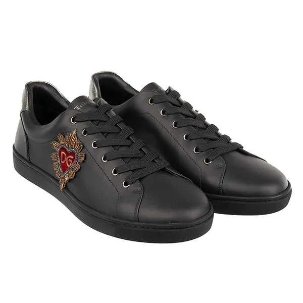 Giày Sneaker Nam Dolce & Gabbana D&G Leather Logo Sneakers Màu Đen Size 40
