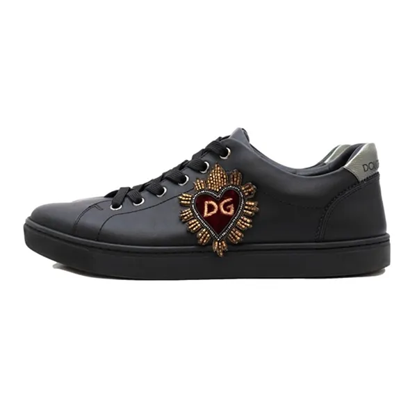 Giày Sneaker Nam Dolce & Gabbana D&G Leather Logo Sneakers Màu Đen Size 40