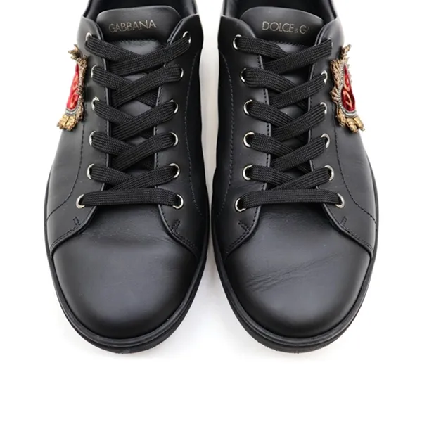 Giày Sneaker Nam Dolce & Gabbana D&G Leather Logo Sneakers Màu Đen Size 40