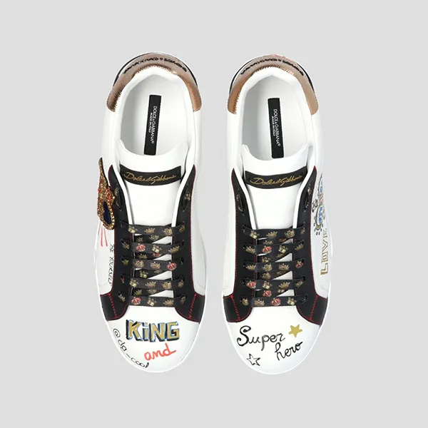 Giày Sneaker Nam Dolce & Gabbana D&G Portofino White With Logo CS1570 AZ268 HWF57 Màu Trắng Họa Tiết Size 39.5 - Giày - Vua Hàng Hiệu