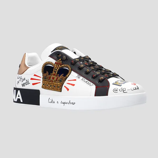 Giày Sneaker Nam Dolce & Gabbana D&G Portofino White With Logo CS1570 AZ268 HWF57 Màu Trắng Họa Tiết Size 39.5 - Giày - Vua Hàng Hiệu