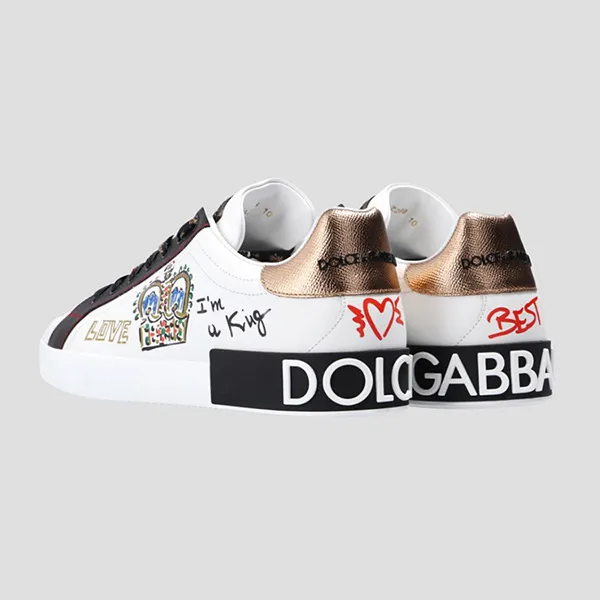 Giày Sneaker Nam Dolce & Gabbana D&G Portofino White With Logo CS1570 AZ268 HWF57 Màu Trắng Họa Tiết Size 39.5 - Giày - Vua Hàng Hiệu
