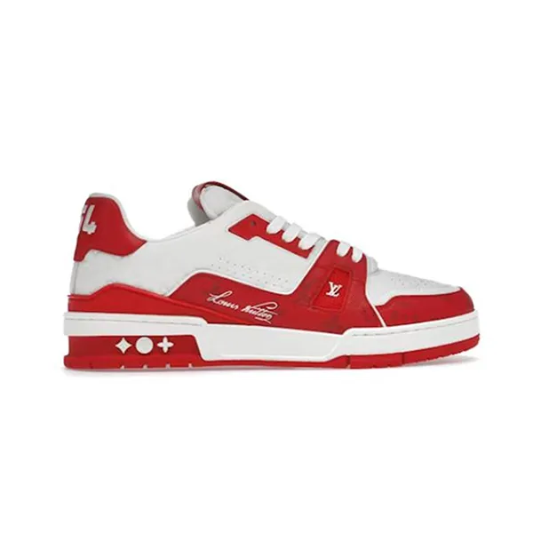 Giày Sneaker Nam Louis Vuitton LV Trainer Signature Red White Màu Đỏ Trắng Size 39