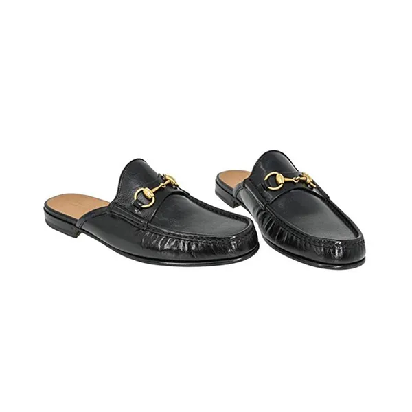 Giày Sục Nam Gucci Horsebit Leather Slipper Loafers Màu Đen Size 6