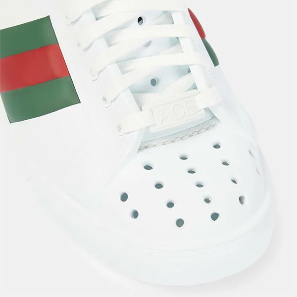 Giày Sục Nữ Gucci Ace Web Stripe Mules Màu Trắng Size 37