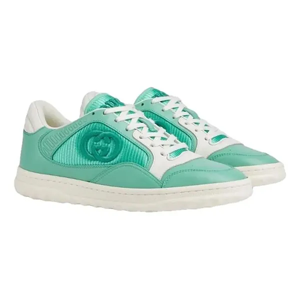 Giày Thể Thao Gucci GG MAC80 Leather Trainers Màu Xanh Trắng Size 35.5