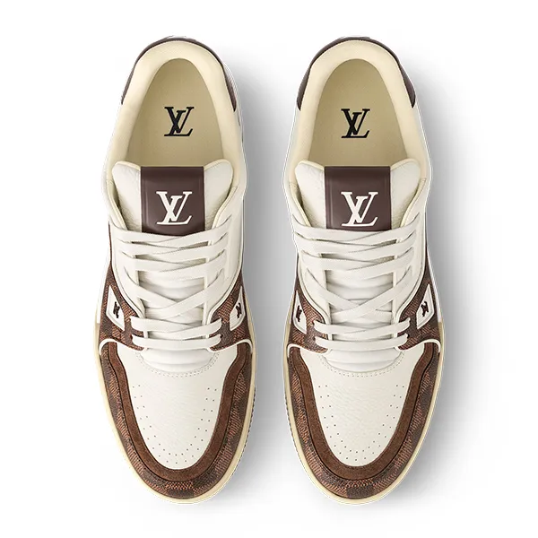 Giày Thể Thao Nam Louis Vuitton LV Trainer Damier 1ACV5N Màu Nâu Trắng Size 39.5