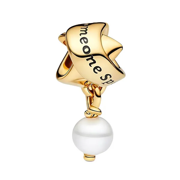 Hạt Vòng Charm Pandora Treated Freshwater Cultured Pearl Ribbon Charm 763784C01 Màu Vàng Gold - Trang sức - Vua Hàng Hiệu