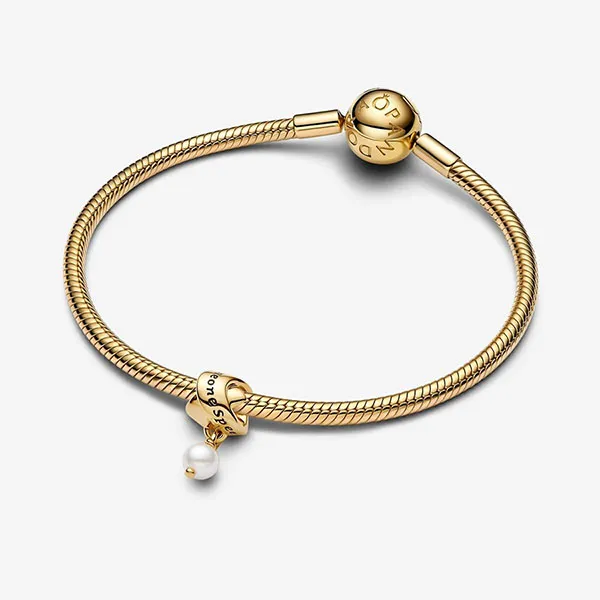 Hạt Vòng Charm Pandora Treated Freshwater Cultured Pearl Ribbon Charm 763784C01 Màu Vàng Gold - Trang sức - Vua Hàng Hiệu