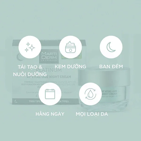 Kem Dưỡng Ẩm Ban Đêm Martiderm Platinum GF Vital Age Night Cream 50ml - Mỹ phẩm - Vua Hàng Hiệu