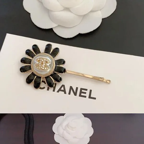 Kẹp Tóc Chanel Black Oil Drop Flower Hairpin Màu Đen Vàng - Phụ kiện - Vua Hàng Hiệu