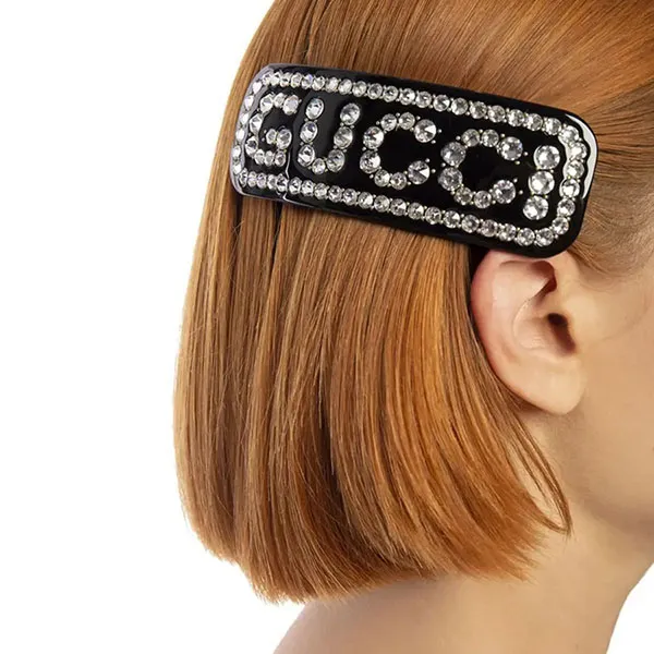 Kẹp Tóc Nữ Gucci Crystal Single Hair Barrette 590039 I4771 8519 Màu Đen
