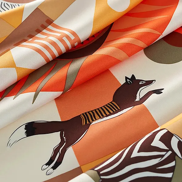 Khăn Nữ Hermès Le Carrousel Du Tigre Royal Scarf 90 Orange /Blanc /Cacao Màu Cam Trắng - Thời trang - Vua Hàng Hiệu