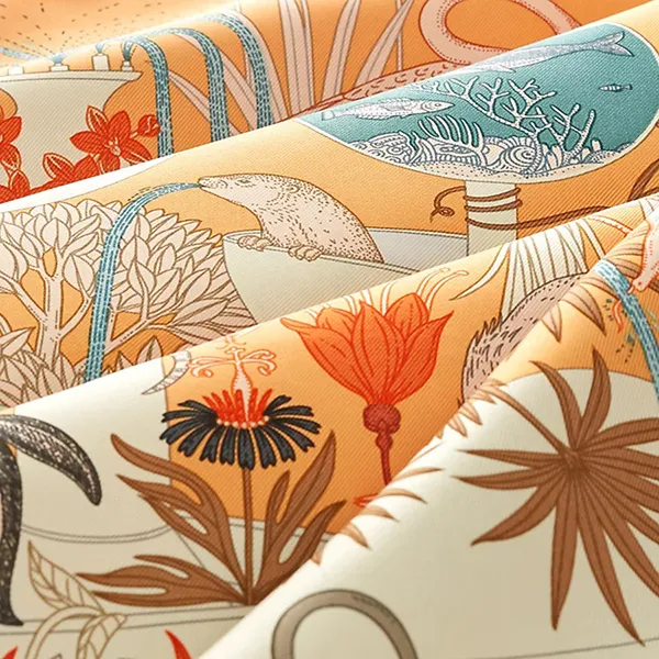 Khăn Nữ Hermès Precious Paradise Scarf 90 Abrikko /Vaniu /Coraiyu Màu Cam