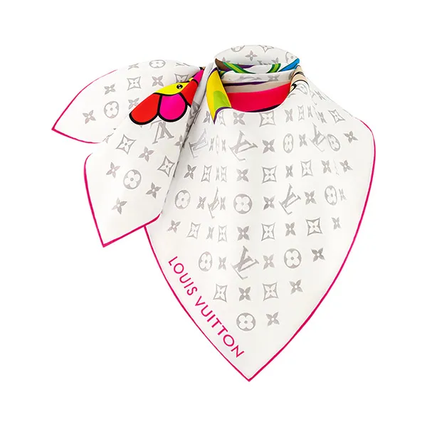 Khăn Nữ Louis Vuitton LV x TM Monogram Superflat Square 90x90 M96097 Màu Trắng - Thời trang - Vua Hàng Hiệu