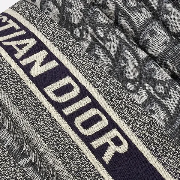 Khăn Quàng Cổ Dior Oblique Shawl Scarf Màu Xanh Navy-Xám - Thời trang - Vua Hàng Hiệu