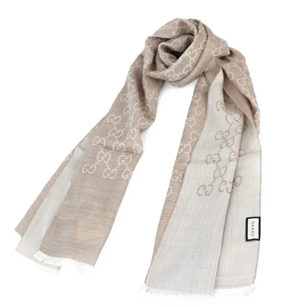 Khăn Quàng Cổ Unisex Gucci Wool Silk Scarf 165903 3G646 9500 Màu Be