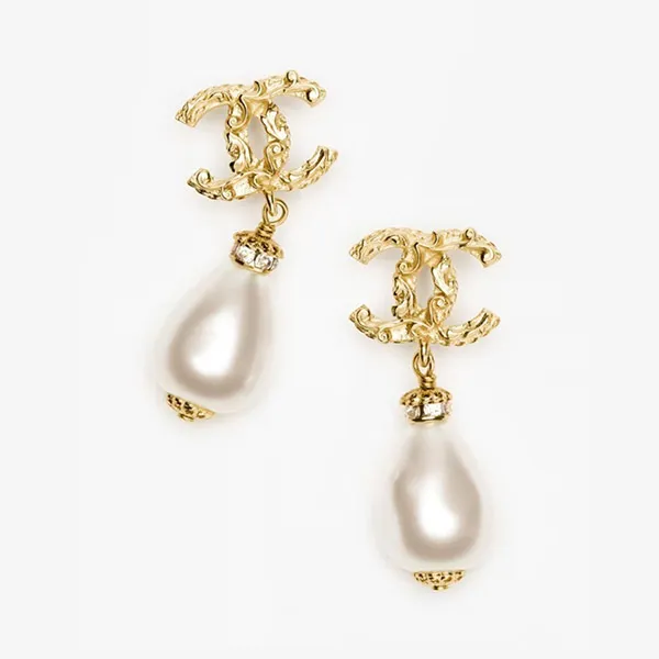 Khuyên Tai Nữ Chanel Hình Giọt Nước Earrings Gold Màu Vàng