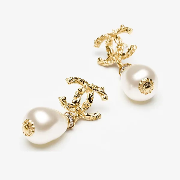 Khuyên Tai Nữ Chanel Hình Giọt Nước Earrings Gold Màu Vàng